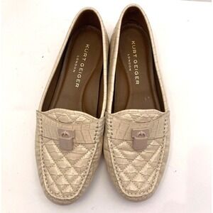 Kurt Geiger Brixton Lock Loafer Croc Embossed Patent Leather Womens 8.5 EU 39